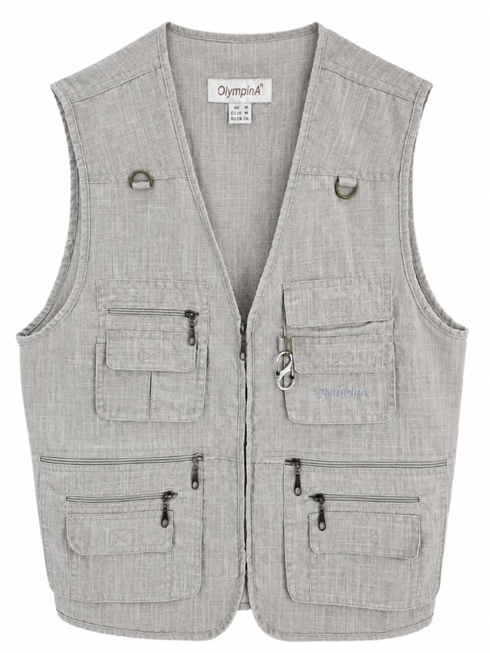 OlympinA Utility Vest Mens Medium Beige Fishing Safari Travel Cargo Vest